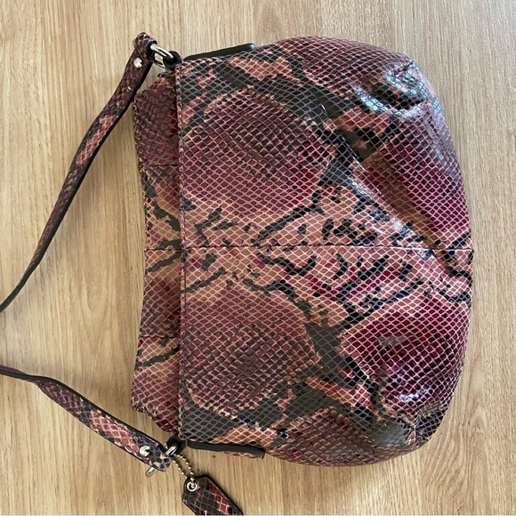 Coach Snakeskin Python Burgundy Purple Silver Small Crossbody Purse Bag - Picture 8 of 11